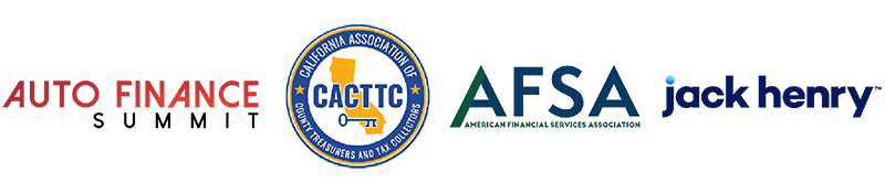 Auto Finance Summit, CACTTC, American Financial Services Association, and Jack Henry logos