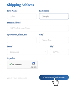 Screenshot of Shipping Address Form