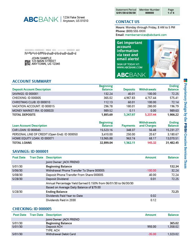 bank statement sample