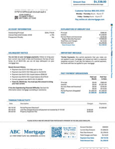 example of a mortgage loan statement