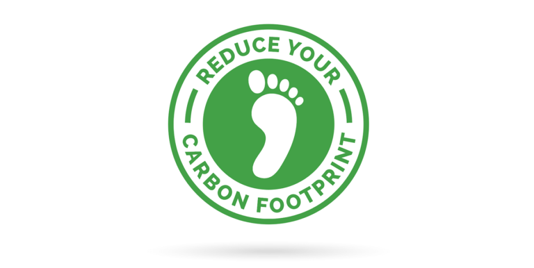 Logo with a footprint that says reduce your carbon footprint