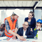 Image: a variety of different business owners sitting around a conference table